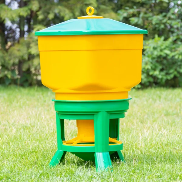 Karmidło dla drobiu z zasobnikiem na stojaku 30 kg